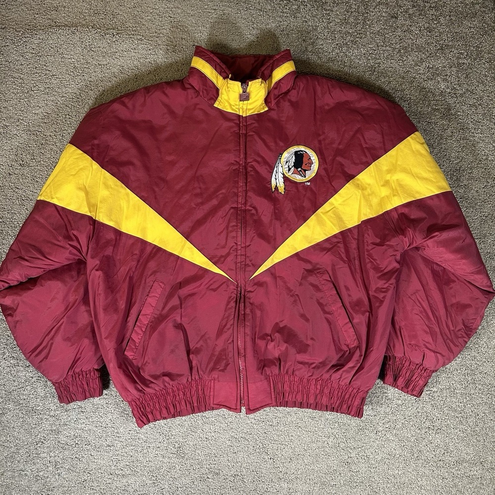 Vintage Washington Redskins Chalk Line Jacket L Red Puffer Bomber Full Zip NFL